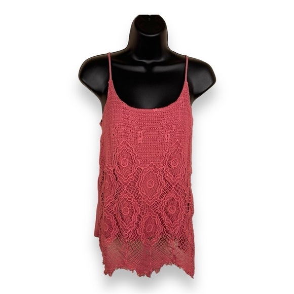 SMALL MAURICES MAUVE PINK BOHO LACE TANK SLEEVELESS  STRETCH BOHOMIAN - Picture 1 of 11